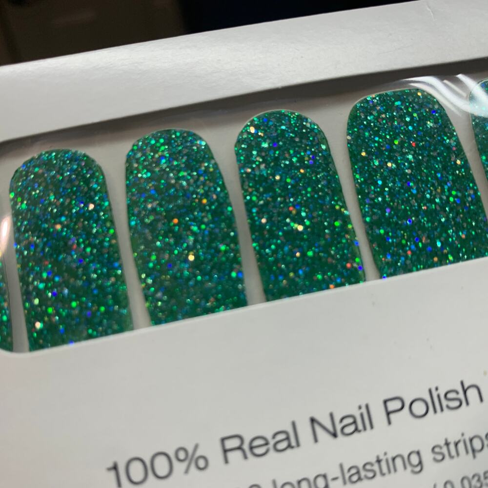 NIP Color Street WONDER-MINT FMG153 green glitter nail polish strips wraps